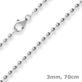 3mm Kugelkette Silberkette Collier Halskette aus 925 Silber 70cm