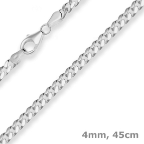 4mm Panzerkette oval diamantiert Kette Collier Halskette aus 925 Silber 45cm