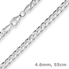 4,6mm Panzerkette oval diamantiert Kette Collier Halskette aus 925 Silber 55cm