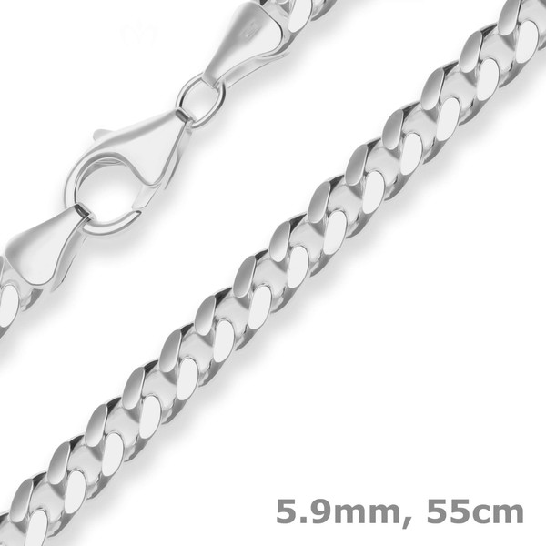 5.9mm Panzerkette oval diamantiert aus 925 Silber 55cm