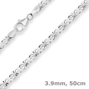 3,9mm Fantasiekette Silberkette Collier Halskette aus 925 Silber 50cm