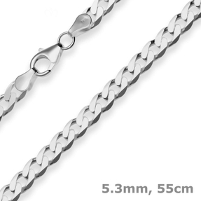 5,3mm Panzerkette Silberkette Collier Halskette aus 925 Silber rhodiniert 55cm