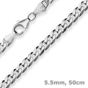 5,5mm Panzerkette Silberkette Collier Halskette aus 925 Silber rhodiniert 50cm