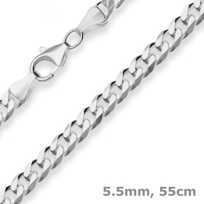 5,5mm Panzerkette Silberkette Collier Halskette aus 925 Silber 55cm