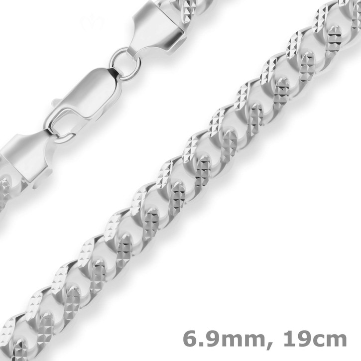 6.9mm Armband Panzerkette oval aus 925 Silber 19cm