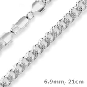 6,9mm Armband Panzerkette oval Silberarmband Armschmuck aus 925 Silber 21cm