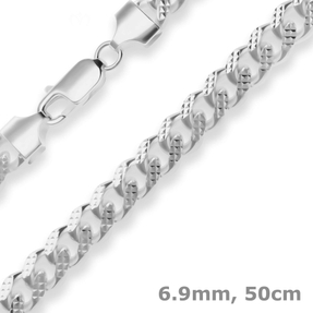 6,9mm Panzerkette oval Silberkette Collier Halskette aus 925 Silber 50cm