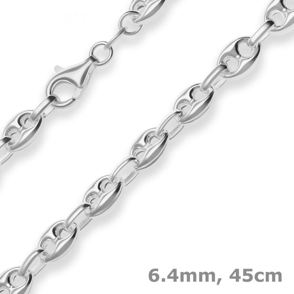6.4mm Schiffsankerkette aus 925 Silber 45cm