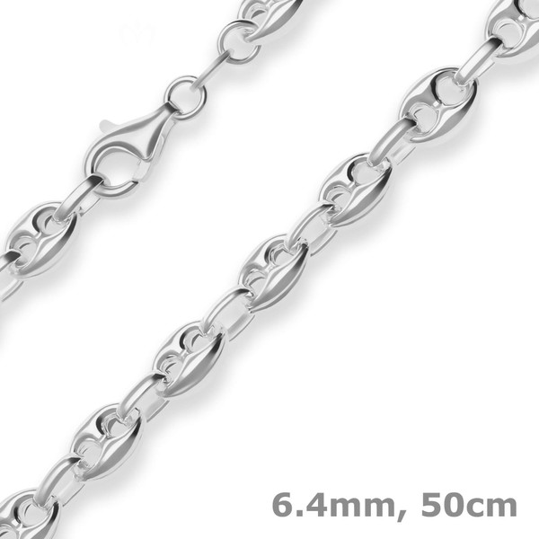 6.4mm Schiffsankerkette aus 925 Silber 50cm