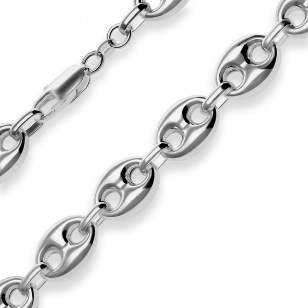11.8mm Armband Schiffsankerkette aus 925 Silber rhodiniert 21cm