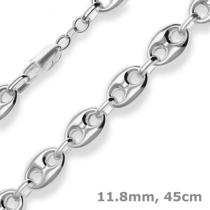 11.8mm Schiffsankerkette aus 925 Silber 45cm