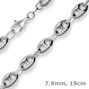 7,9mm Armband Schiffsankerkette Armschmuck aus 925 Silber rhodiniert 19cm