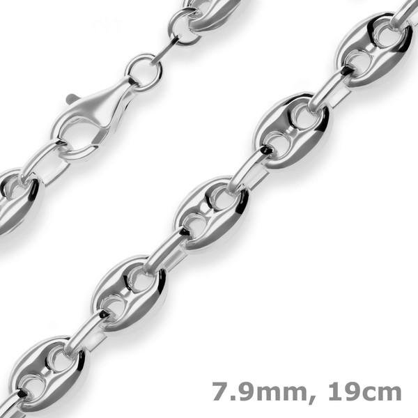 7.9mm Armband Schiffsankerkette aus 925 Silber rhodiniert 19cm