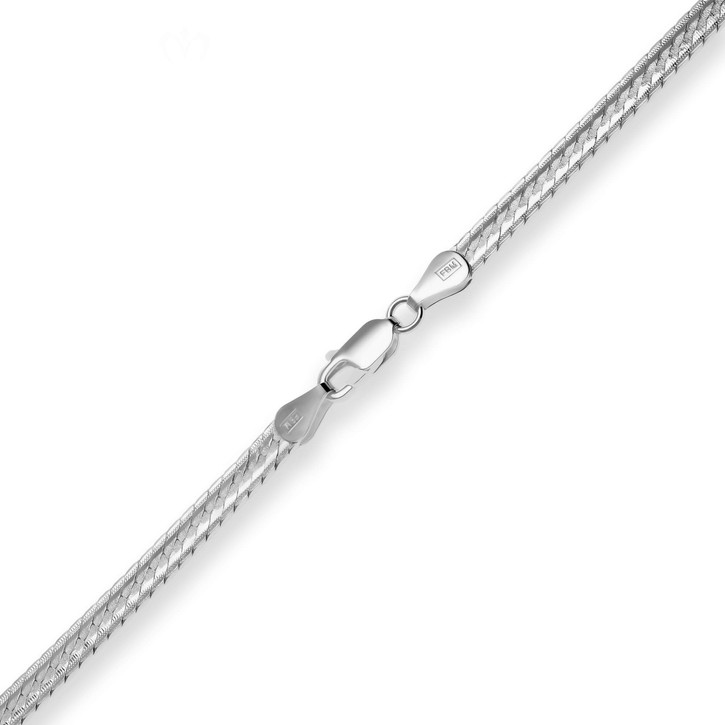 4.2mm Fantasiekette aus 925 Silber rhodiniert 45cm