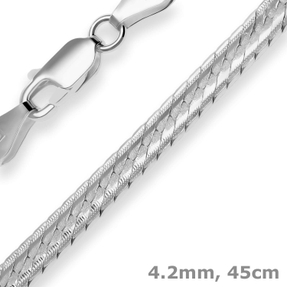 4,2mm Fantasiekette Silberkette Collier Halskette aus 925 Silber rhodiniert 45cm 4,2mm Fantasiekette Silberkette Collier Halskette aus 925 Silber rhodiniert 45cm