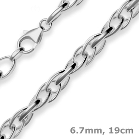 6,7mm Armband Doppelankerkette Armschmuck aus 925 Silber rhodiniert 19cm 6,7mm Armband Doppelankerkette Armschmuck aus 925 Silber rhodiniert 19cm