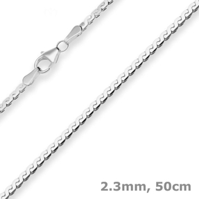 2,3mm Fantasiekette Silberkette Collier Halskette aus 925 Silber 50cm
