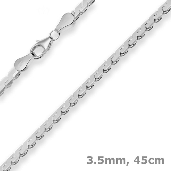 3.5mm Fantasiekette aus 925 Silber rhodiniert 45cm