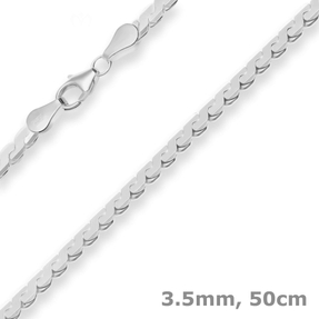 3,5mm Fantasiekette Silberkette Collier Halskette aus 925 Silber 50cm