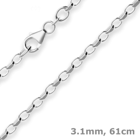 3,1mm Erbskette diamantiert Silberkette Collier Halskette aus 925 Silber 61cm