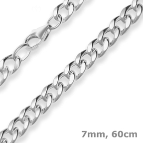7mm Panzerkette Silberkette Collier Halskette aus 925 Silber 60cm