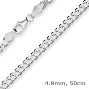 4,8mm Zwillingspanzerkette Collier Halskette aus 925 Silber rhodiniert 50cm