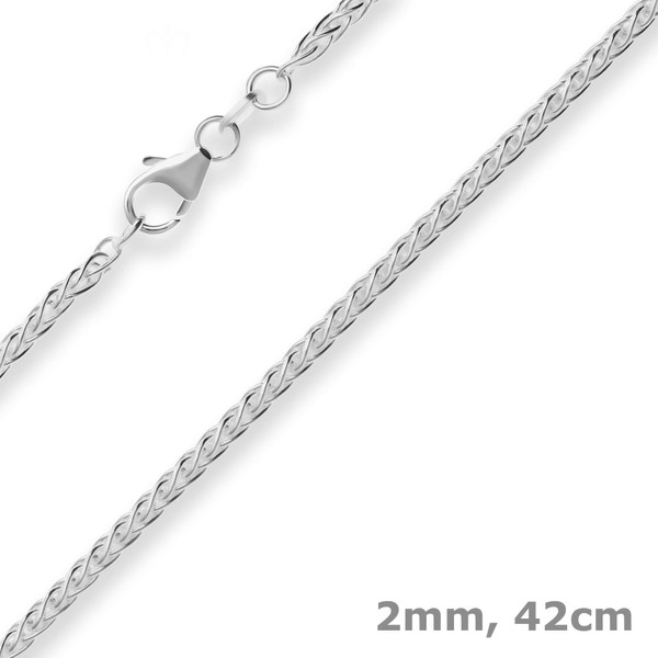 2mm Zopfkette aus 925 Silber 42cm