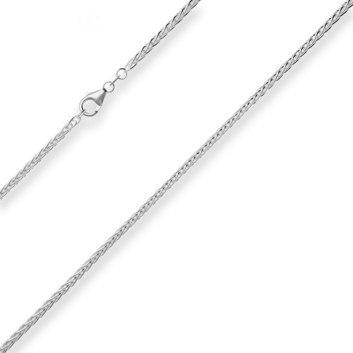 2.6mm Zopfkette aus 925 Silber 50cm