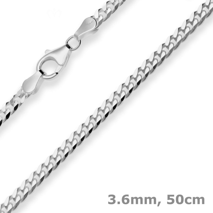 3.6mm Panzerkette aus 925 Silber rhodiniert 50cm