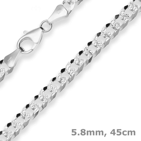 5,8mm Panzerkette Silberkette Collier Halskette aus 925 Silber 45cm