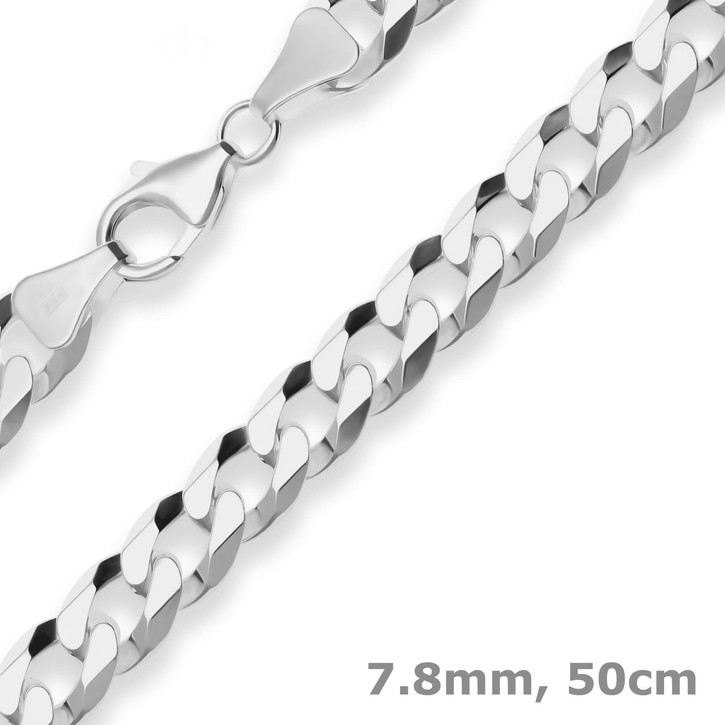7.8mm Panzerkette aus 925 Silber 50cm