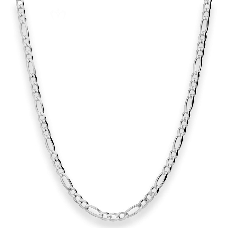3.9mm Figarokette diamantiert aus 925 Silber rhodiniert 60cm