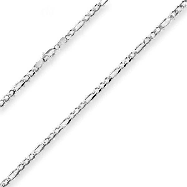 3.9mm Figarokette diamantiert aus 925 Silber rhodiniert 60cm