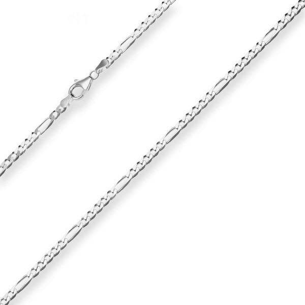 3.4mm Figarokette diamantiert aus 925 Silber 50cm