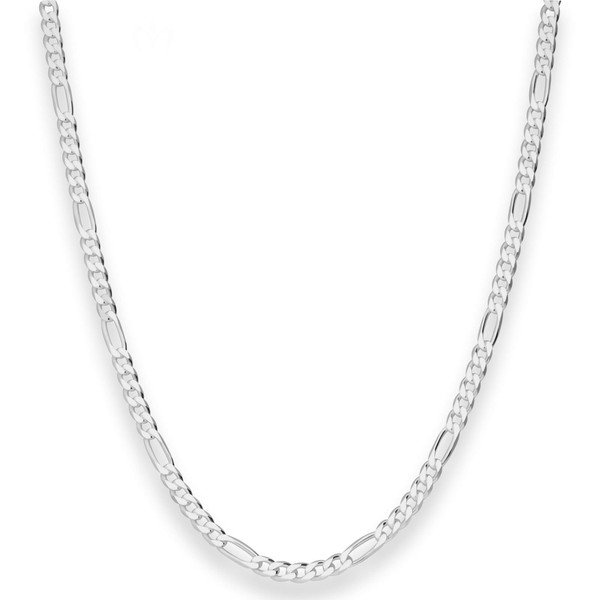 3.4mm Figarokette diamantiert aus 925 Silber 50cm