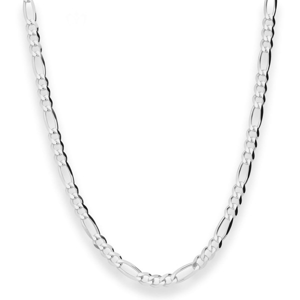 4.9mm Figarokette diamantiert aus 925 Silber 60cm