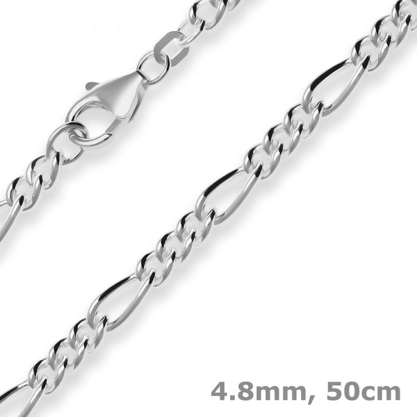4.8mm Figarokette aus 925 Silber 50cm