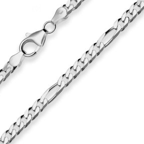 4,3mm Armband Figarokette diamantiert Armschmuck aus 925 Silber rhodiniert 19cm