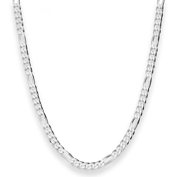 4.3mm Figarokette diamantiert aus 925 Silber 50cm