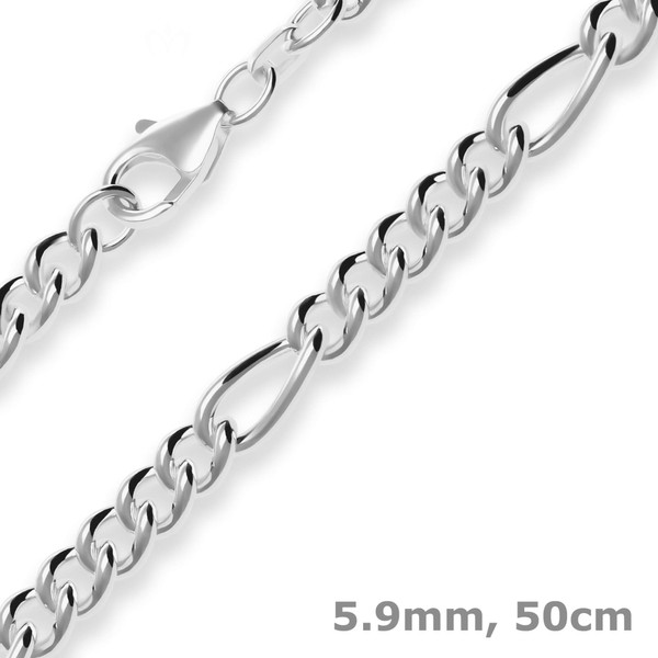 5.9mm Figarokette aus 925 Silber 50cm
