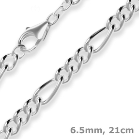 6,5mm Armband Figarokette Silberarmband Armschmuck aus 925 Silber 21cm 6,5mm Armband Figarokette Silberarmband Armschmuck aus 925 Silber 21cm