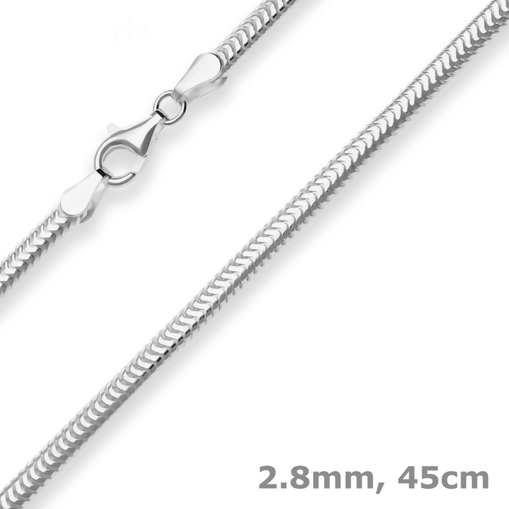 2.8mm Schlangenkette oval aus 925 Silber 45cm