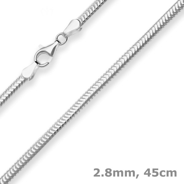 2.8mm Schlangenkette oval aus 925 Silber 45cm