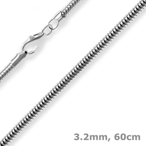 3,2mm Schlangenkette Kette Collier Halskette aus 925 Silber rhodiniert 60cm 3,2mm Schlangenkette Kette Collier Halskette aus 925 Silber rhodiniert 60cm