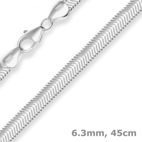 6,3mm Schlangenkette oval Silberkette Collier Halskette aus 925 Silber 45cm 6,3mm Schlangenkette oval Silberkette Collier Halskette aus 925 Silber 45cm