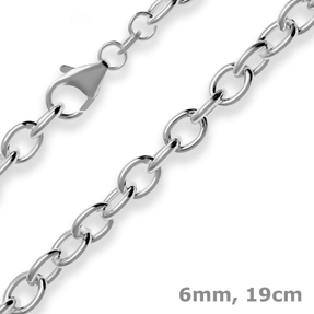 6mm Armband Ankerkette weit Armschmuck aus 925 Silber rhodiniert 19cm 6mm Armband Ankerkette weit Armschmuck aus 925 Silber rhodiniert 19cm