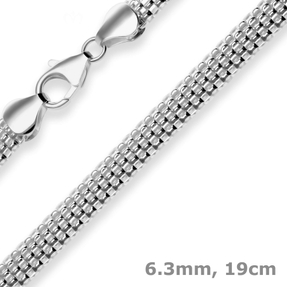 6,3mm Armband Geflechte-Kette Armschmuck aus 925 Silber rhodiniert 19cm 6,3mm Armband Geflechte-Kette Armschmuck aus 925 Silber rhodiniert 19cm
