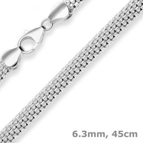 6,3mm Geflechte-Kette Silberkette Collier Halskette aus 925 Silber 45cm