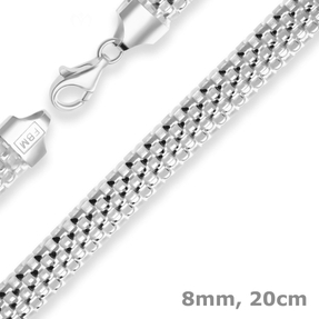 8mm Armband Geflechte-Kette Silberarmband Armschmuck aus 925 Silber 20cm 8mm Armband Geflechte-Kette Silberarmband Armschmuck aus 925 Silber 20cm