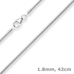 1,8mm Schlangenkette Silberkette Collier Halskette aus 925 Silber 42cm